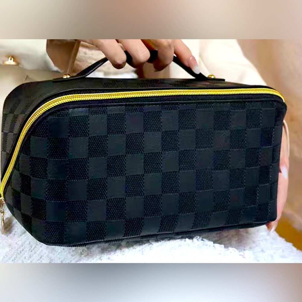 Gray make up bag or toiletry bag